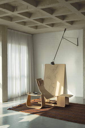 Wollteppich Braun Layered Cord Blue Brown, im Wohnzimmer
