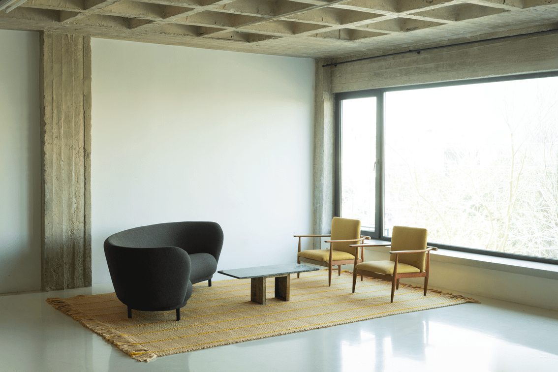 Wollteppich Gelb Layered Cord Yellow Oatmeal, im Wohnzimmer