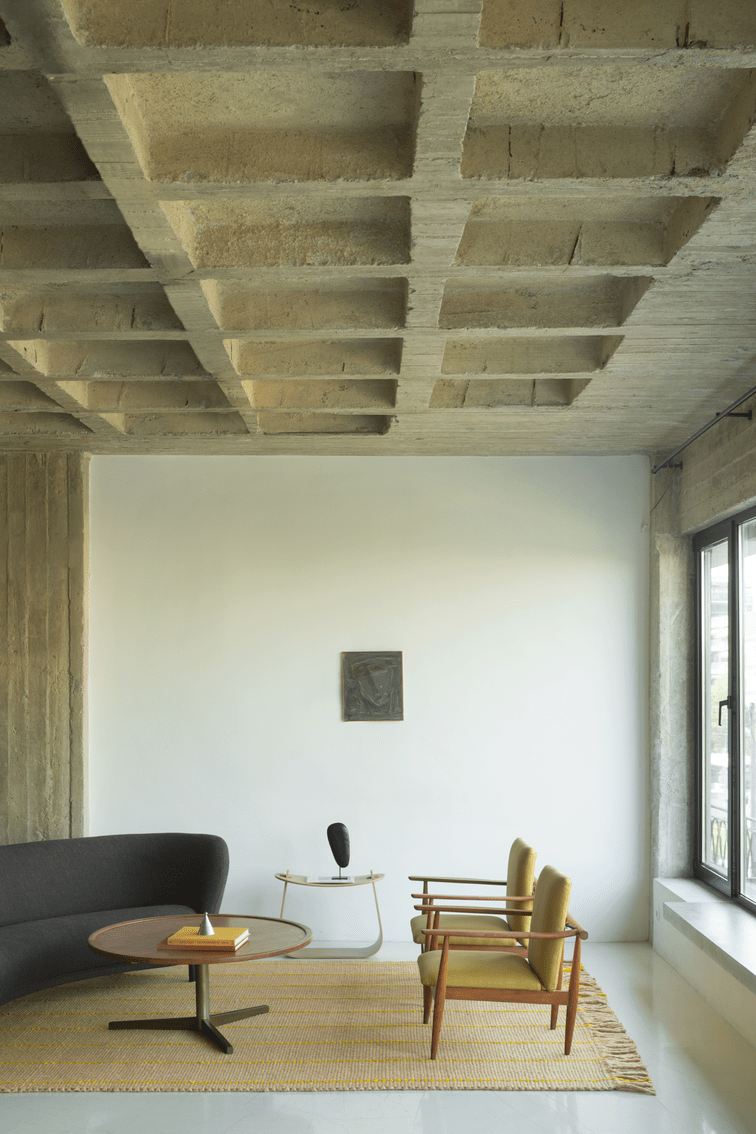 Wollteppich Gelb Layered Cord Yellow Oatmeal, im Wohnzimmer
