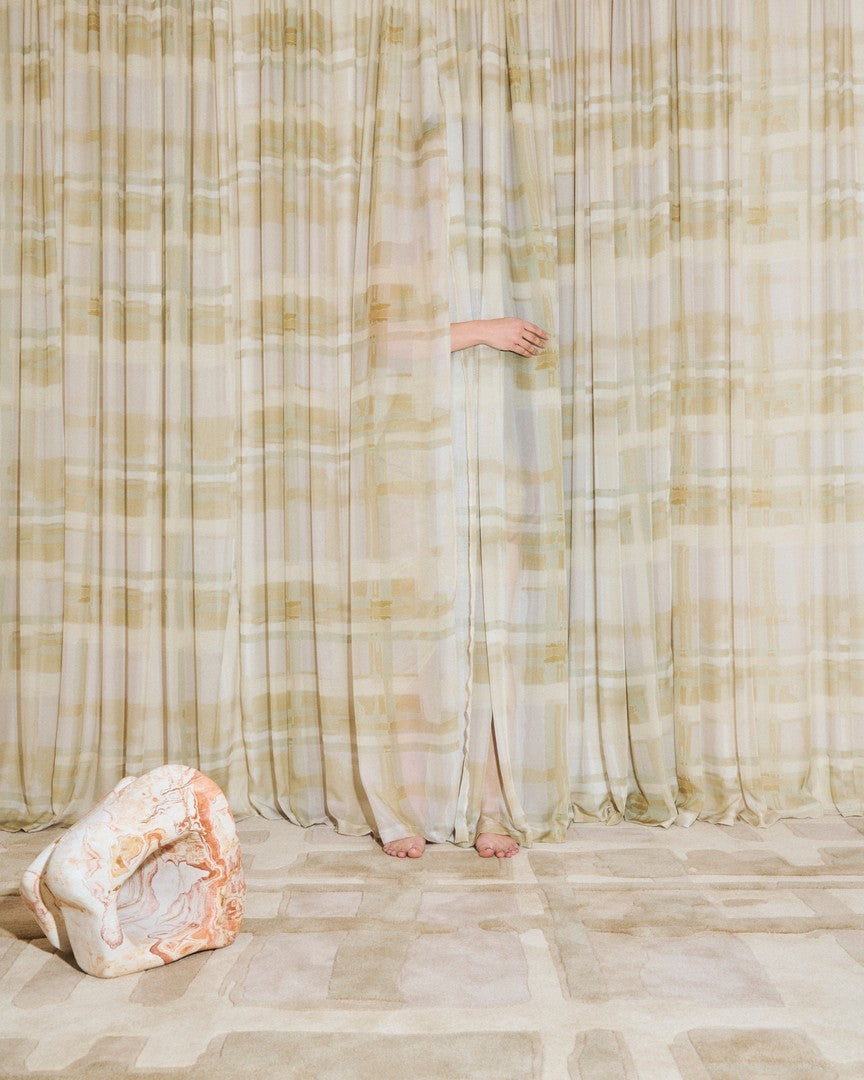 Wollteppich Layered Collina Strada Plaid Haze, im Wohnraum