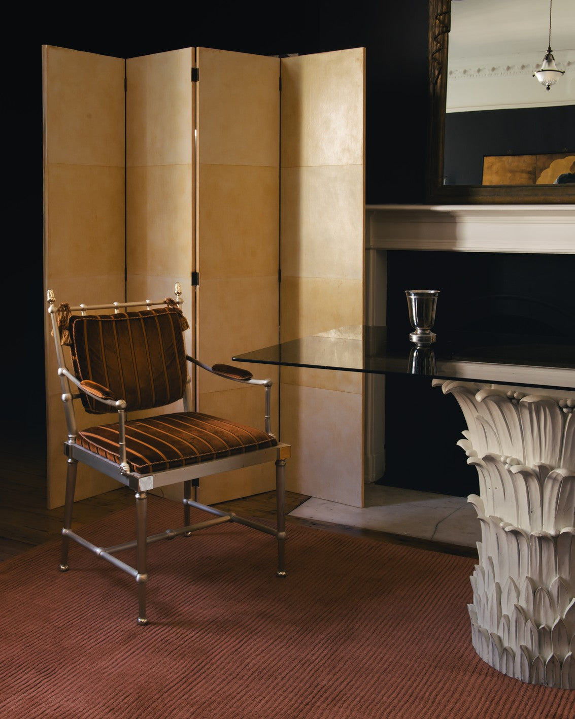 Wollteppich Rostrot Layered Drift Wool Rust, im Esszimmer