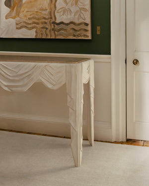 Wollteppich Beige Layered Drift Light Oatmeal, im Wohnraum