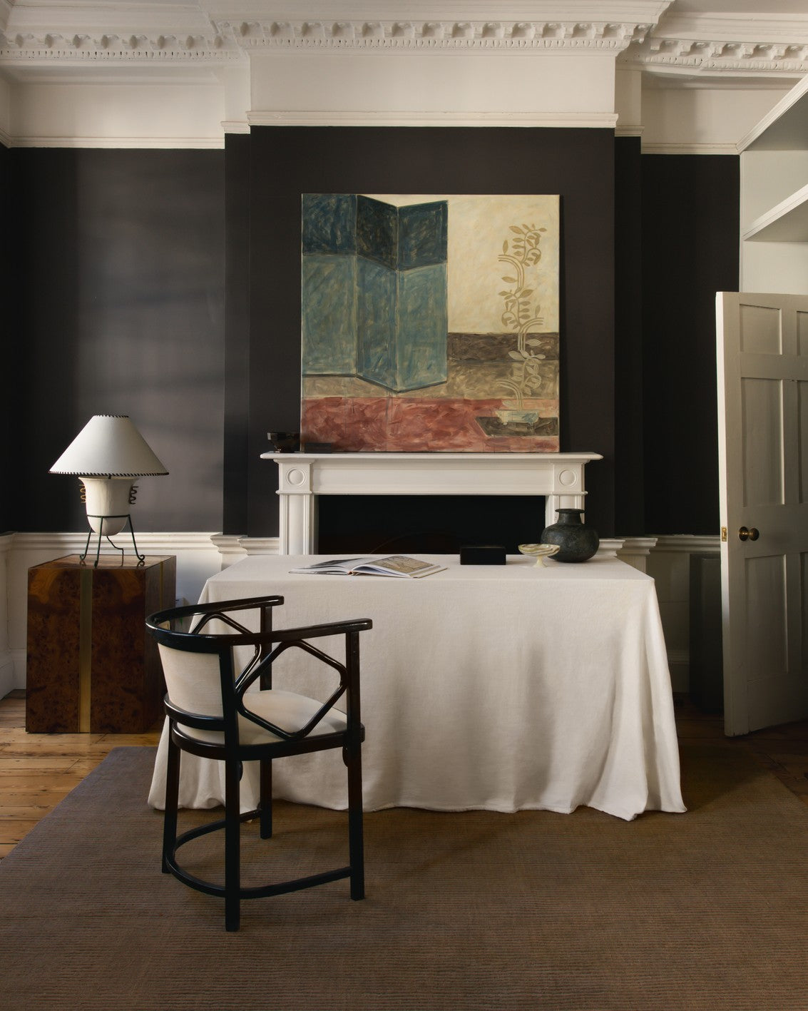 Wollteppich Braun Layered Drift Wool Walnut, im Wohnraum