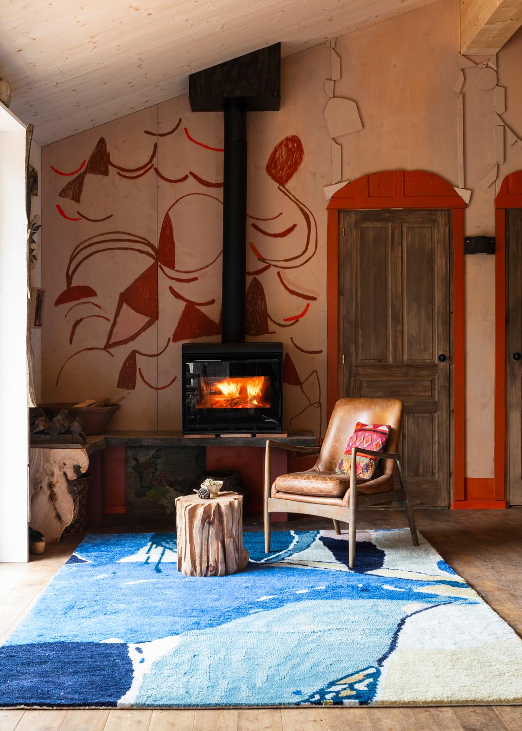 Wollteppich Blau Layered Heather Chontos Blue Lake, im Wohnzimmer