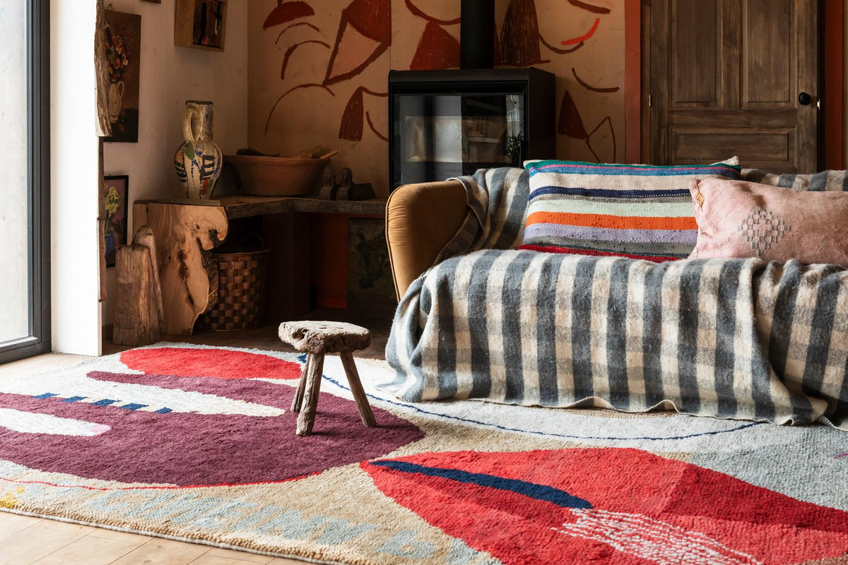 Wollteppich Layered Heather Chontos Collage, im Wohnzimmer