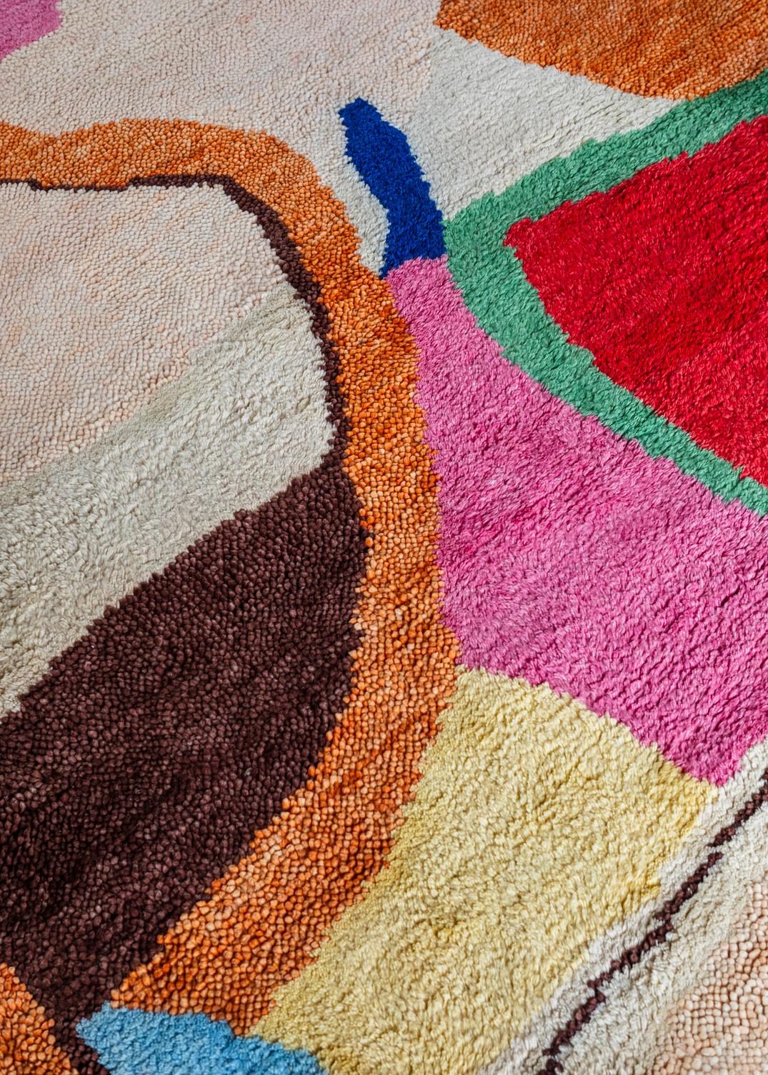 Wollteppich Layered Heather Chontos Kaleidoscope, Detail der handgeknüpften Wolle