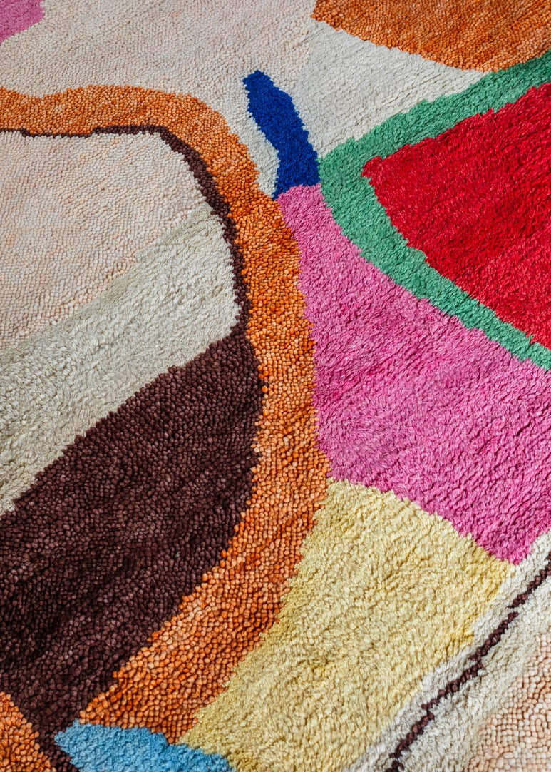 Wollteppich Layered Heather Chontos Kaleidoscope, Detail der handgeknüpften Wolle