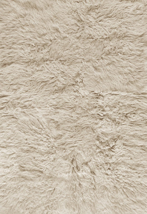 Layered Shaggy Oatmeal hand-woven wool rug in neutral beige - plush 3cm pile shaggy carpet