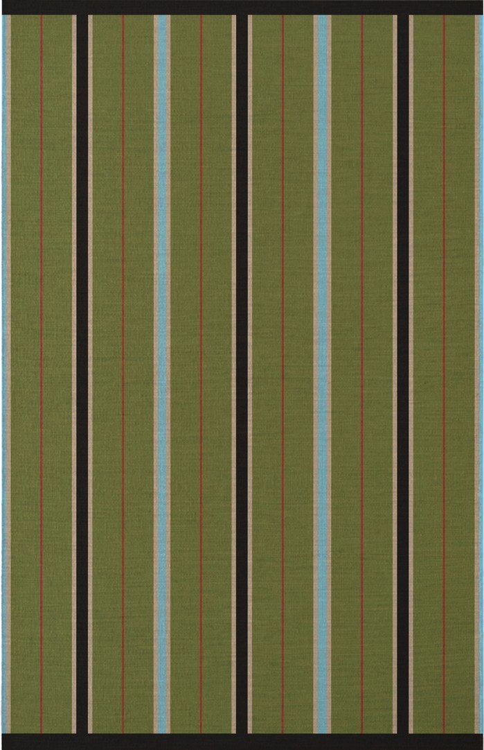 Wollteppich Grün Layered Racer Stripe Cooper Green, Draufsicht