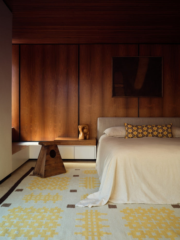Wollteppich Gelb Layered Tom Morris Ryg Dandelion, im Schlafzimmer