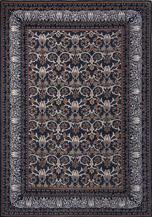 Morris & Co Borage Blue Teppich in Indigo, Elfenbein und Karamell, Draufsicht
