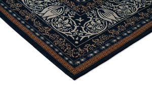Morris & Co Borage Blue Teppich, Detail von Ecke und Flor