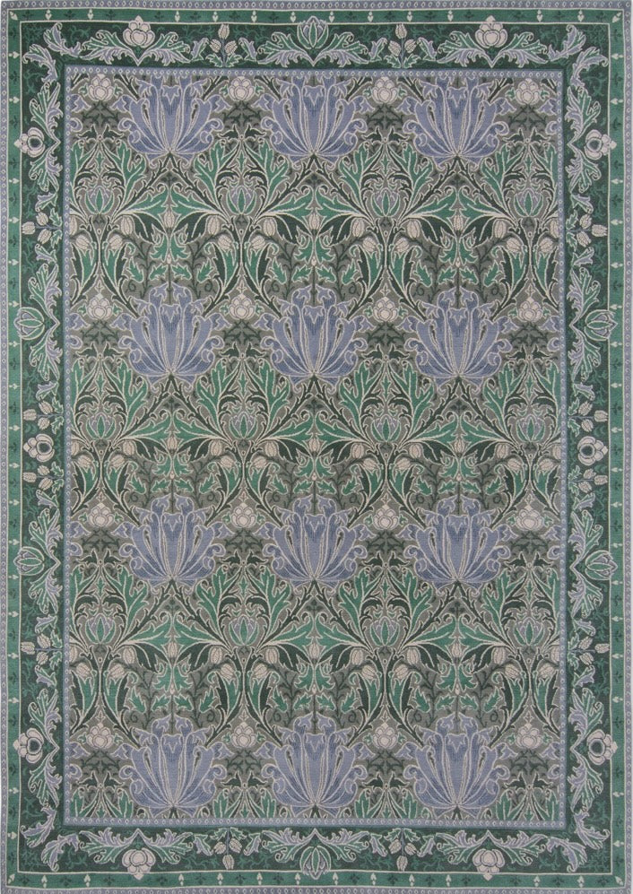 Morris & Co Helena Mineral Teppich in Seegrün und Lavendelblau, Draufsicht