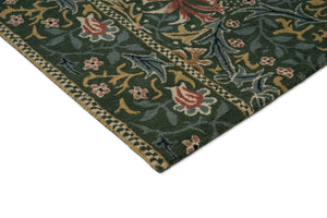 Morris & Co Walthamstow Forest Teal Teppich, Detail von Ecke und Flor