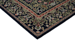 Morris & Co Wilton Weave Indigo Teppich, Detail von Ecke und Flor