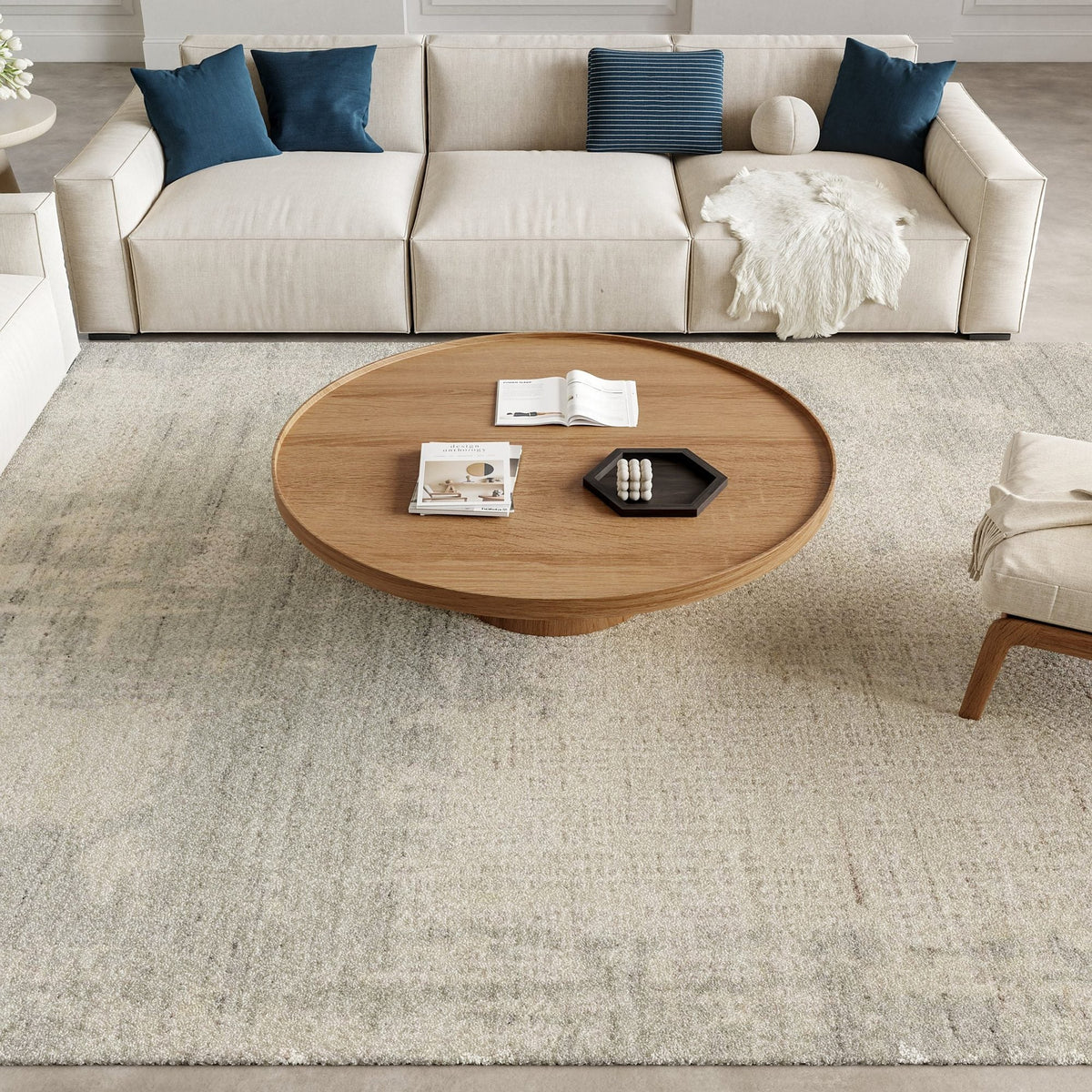 Nourison Harmony HAY04 Ivory Grey Teppich, im Wohnraum