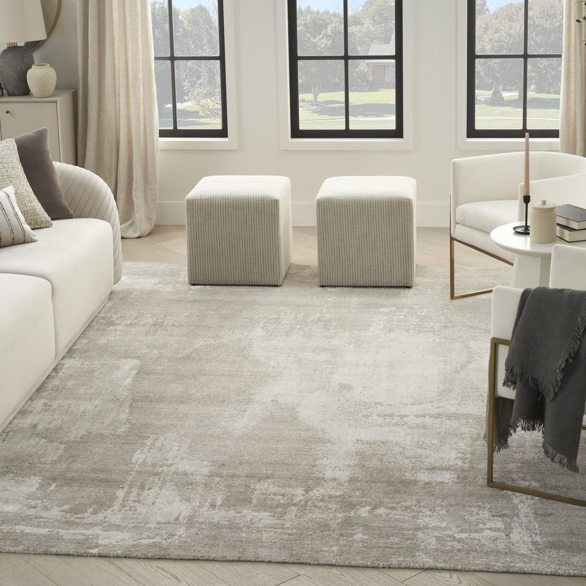Nourison Harmony HAY06 Silver Grey Teppich, im Wohnraum