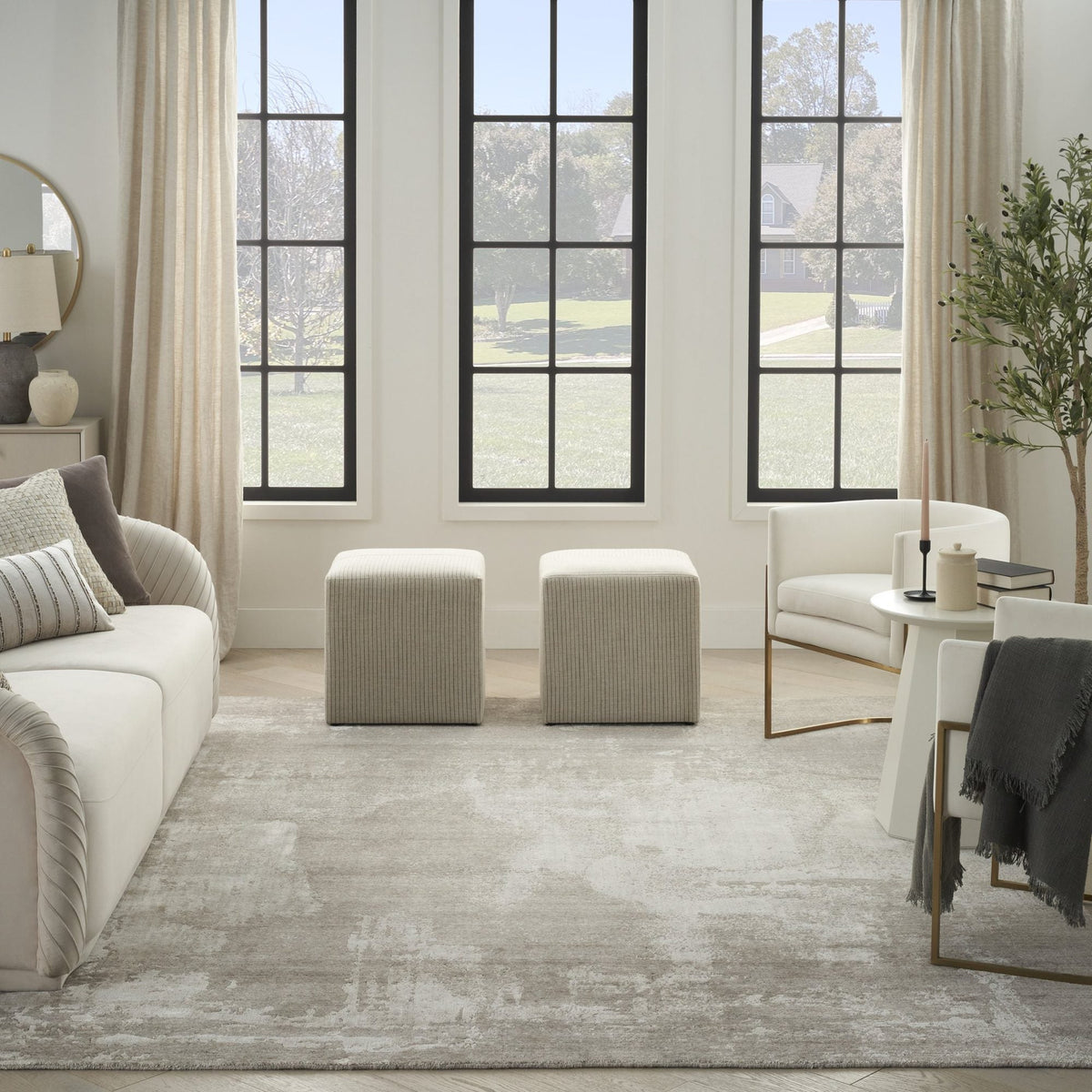 Nourison Harmony HAY06 Silver Grey Teppich, im Wohnraum
