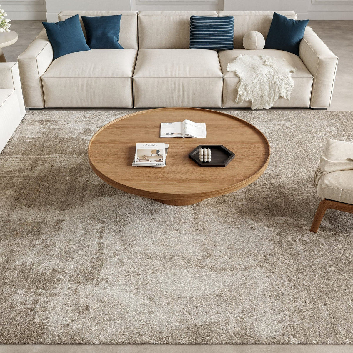 Nourison Harmony HAY06 Silver Grey Teppich, im Wohnraum
