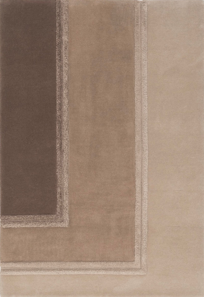 Acsento Delos Beige Teppich in drei Beigetönen von Taupe bis Sand mit Reliefbordüren, Draufsicht