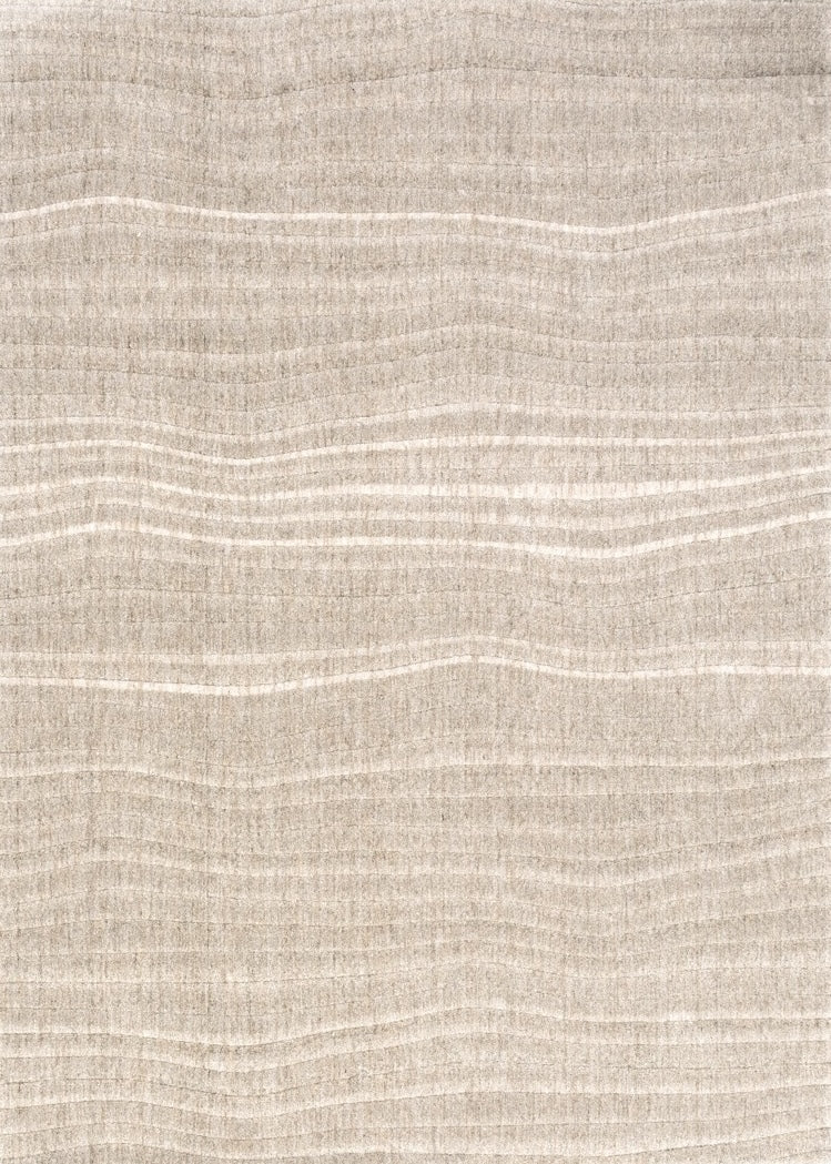 Acsento Duna Linen Teppich in Leinenbeige mit feinen Wellenlinien, Draufsicht