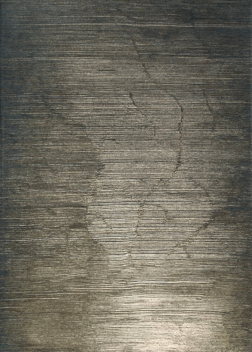 Acsento Moonshadow Green Teppich in Graugrün mit feinen waagerechten Linien, Draufsicht