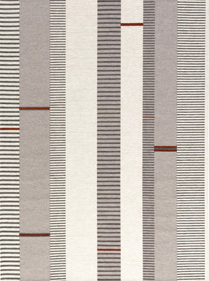 Acsento Oslo Grey Terra Teppich in Grau mit Streifen in Elfenbein und Anthrazit und Akzenten in Terrakotta, Draufsicht