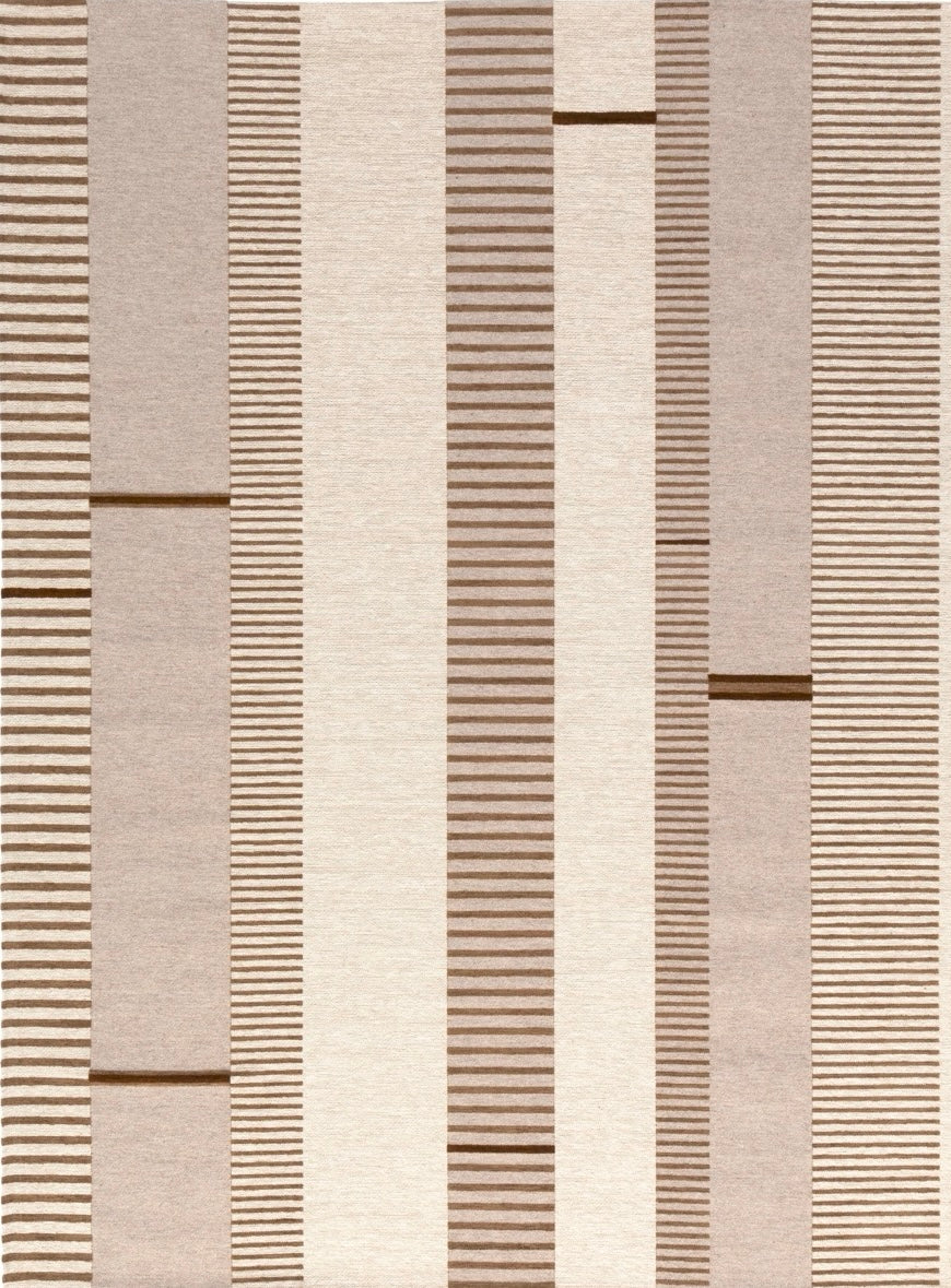 Acsento Oslo Noisette Teppich in Beige mit Streifen in Sand, Elfenbein und Haselnuss, Draufsicht