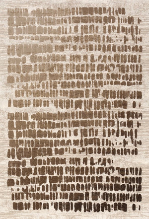 Acsento Papyrus Beige Teppich in Beige mit Reihen brauner Pinseltupfer, Draufsicht