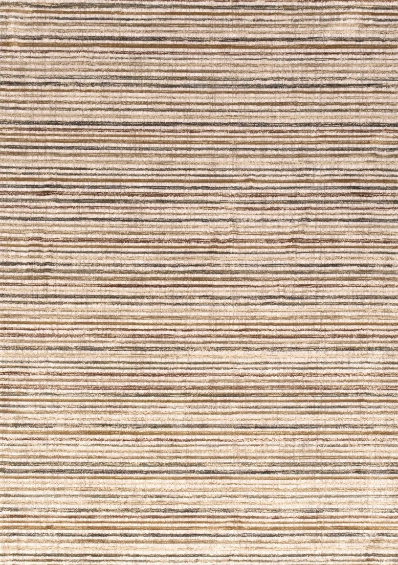 Acsento Siena 51 Teppich in Beige mit feinen Streifen in Sand, Karamell und Ocker, Draufsicht
