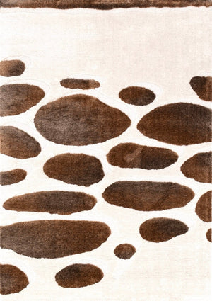 Acsento Step Stones Teppich in Elfenbein mit braunen Trittsteinen in Hochflor, Draufsicht