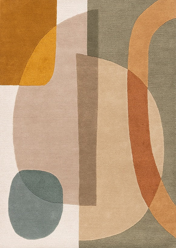 Acsento Bastia Multicolor hand-tufted wool rug with vibrant geometric pattern - retro modern design