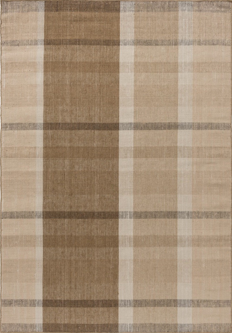 Brink & Campman Zona Block Stripe Cashew outdoor rug in full view showing block stripe pattern