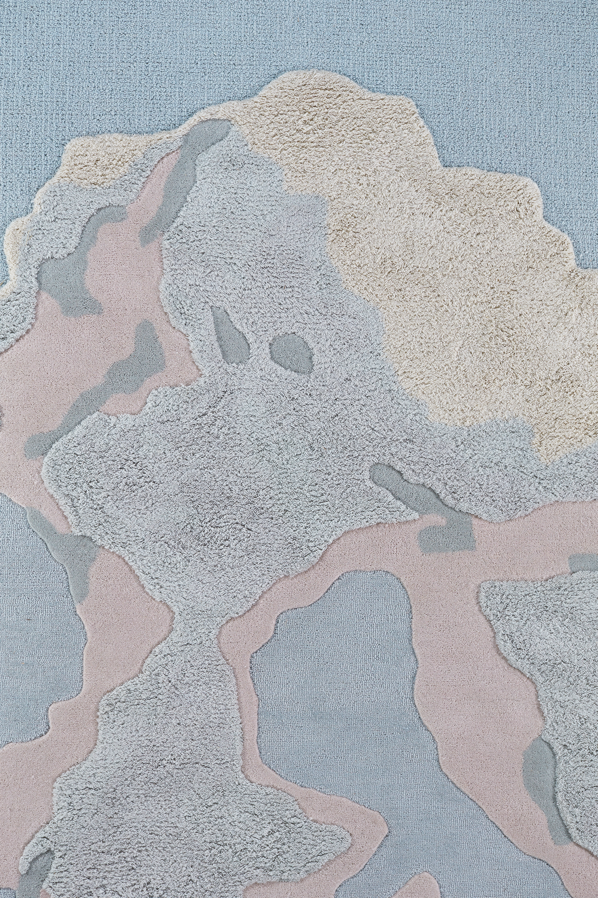 Massimo Cloud 9 Day hellblauer Wollteppich, Detail der Oberfläche