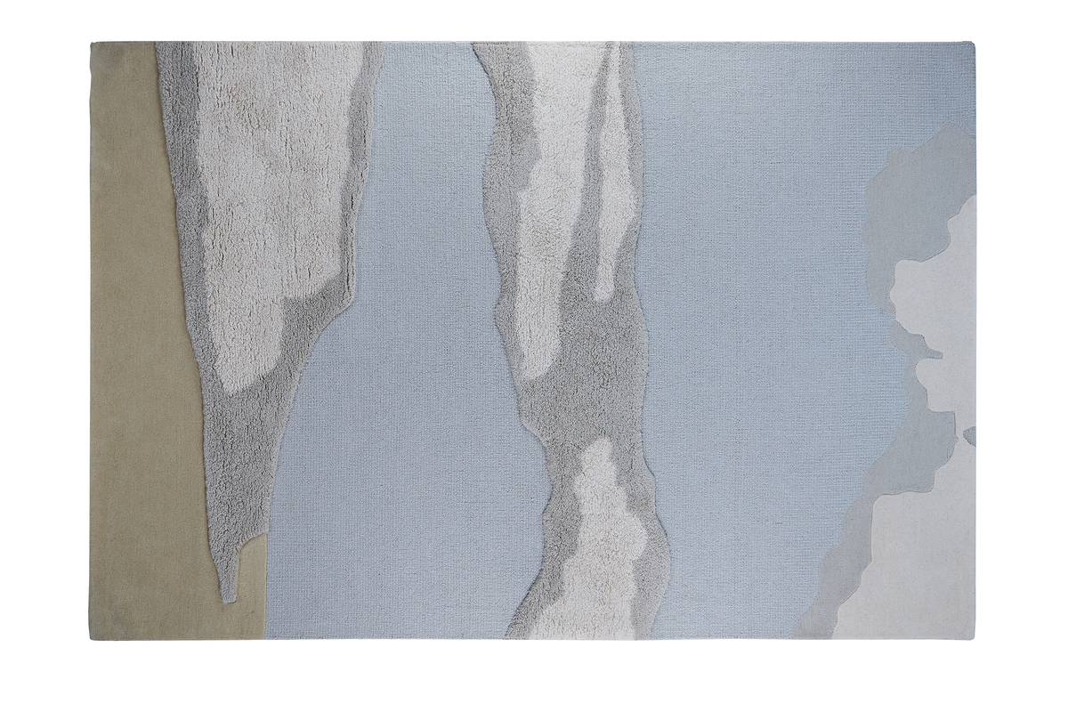 Massimo Cloud 9 Morning blaugrauer Teppich, Detail der Ecke