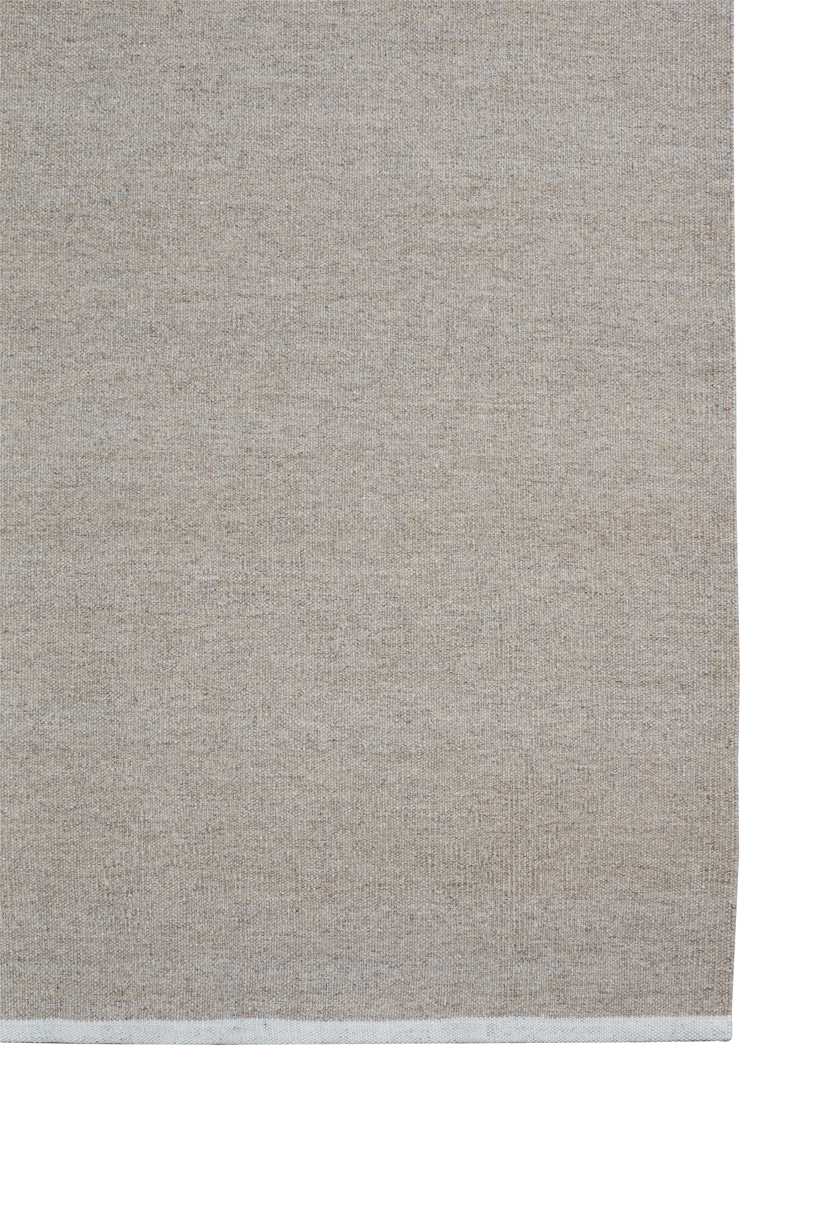 Massimo Escape Kelim Light Beige Teppich, Gesamtansicht mit dem kontrastierenden Band am Ende