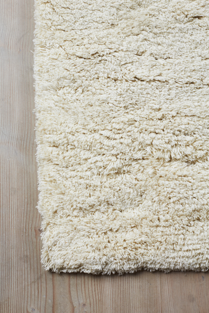 Massimo Rya Cream Hochflor Wollteppich, Detail der Ecke