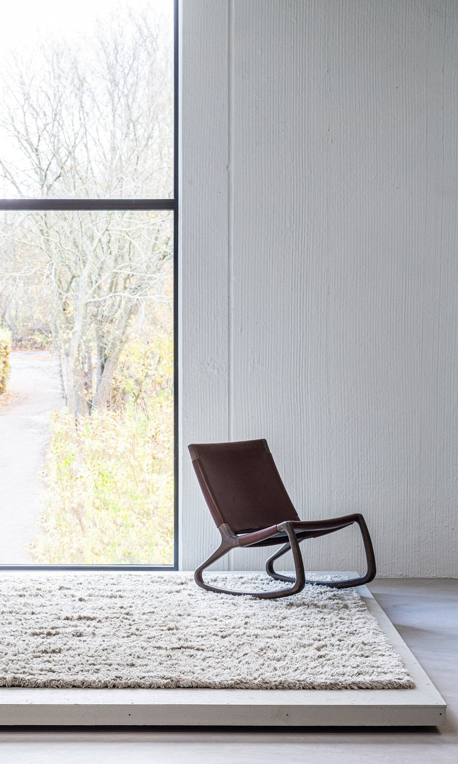 Massimo Rya Soft Beige Hochflor Wollteppich, in einem Wohnraum