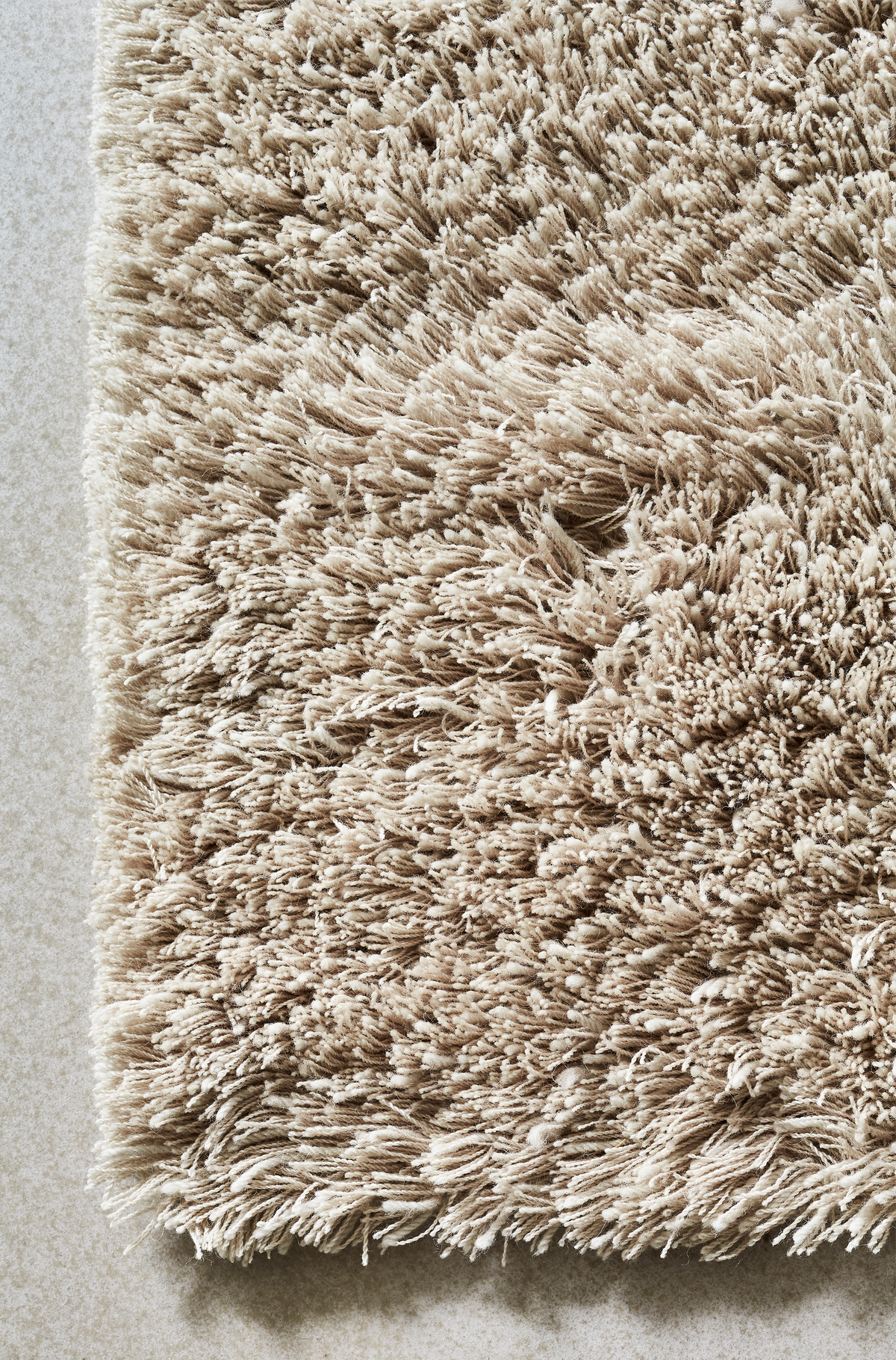 Massimo Rya Soft Beige Hochflor Wollteppich, Detail der Ecke