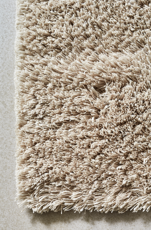 Massimo Rya Soft Beige Hochflor Wollteppich, Detail der Ecke
