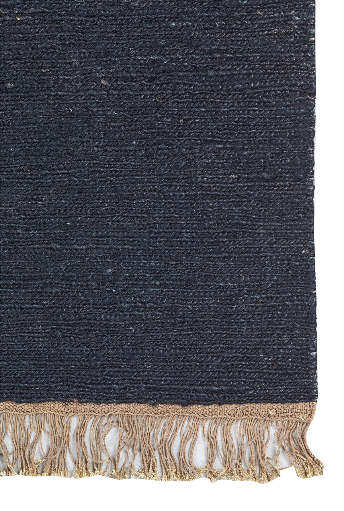 Massimo Sumace Black Juteteppich, Detail der Ecke