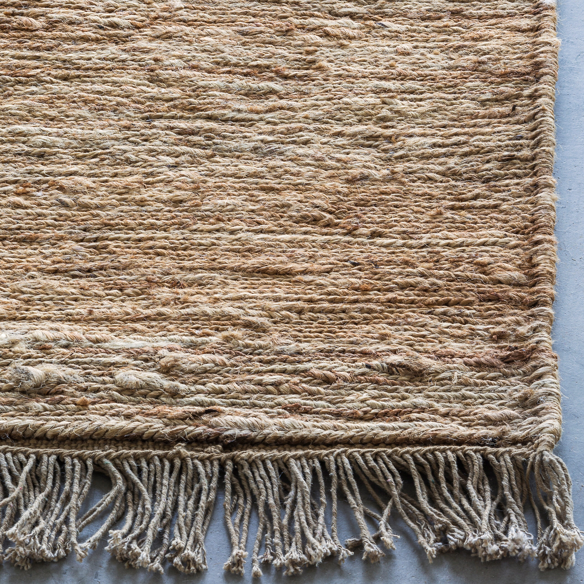 Massimo Sumace Natural Juteteppich, Detail der Fransen