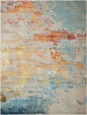 Nourison Celestial Sealife woven synthetic rug with abstract pastel pattern - modern durable design